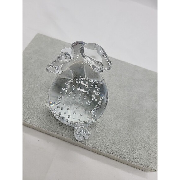 Rabbit Art Glass Bullicante Controlled Bubbles Clear Handblown Bunny Paperweight - Picture 8 of 14